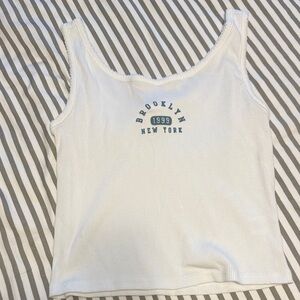 White Tank Top with Brooklyn Print